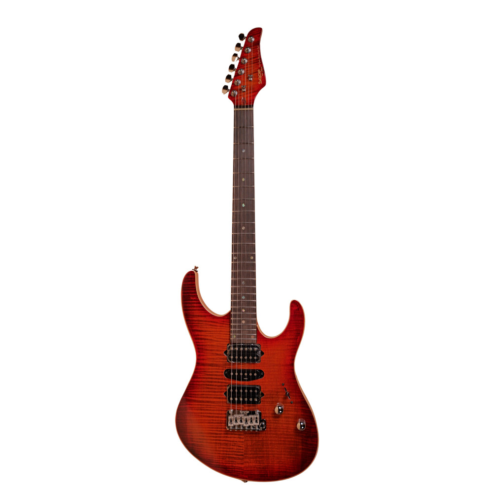 Image of SQOE SEIB998 Volcanic Red — Custom HSH Electric Guitar