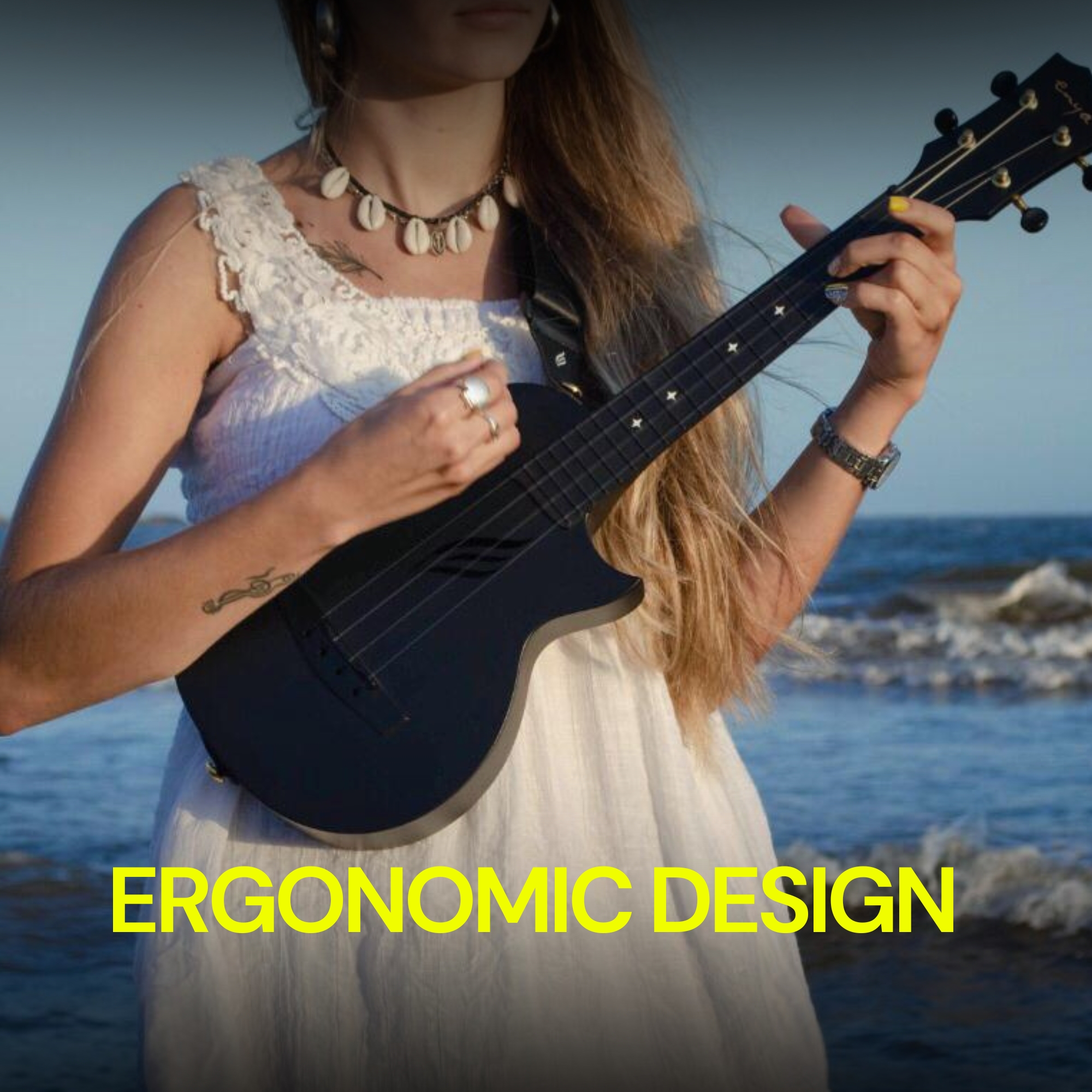 Enya Concert Nova U Carbon Fiber Travel Ukulele- Black