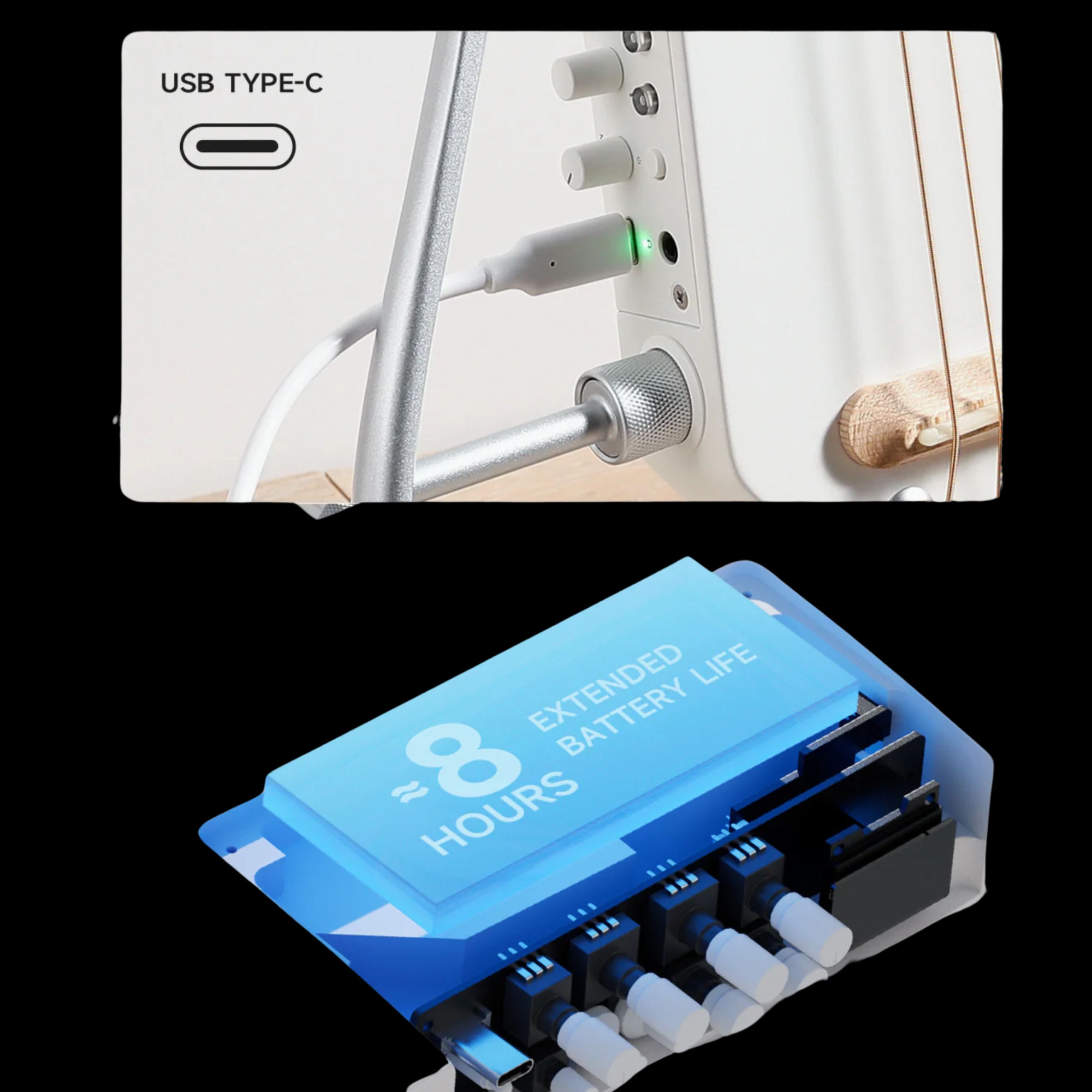 Donner HUSH-I PRO White Acoustic-Electric Travel Guitar Kit with onboard Effects