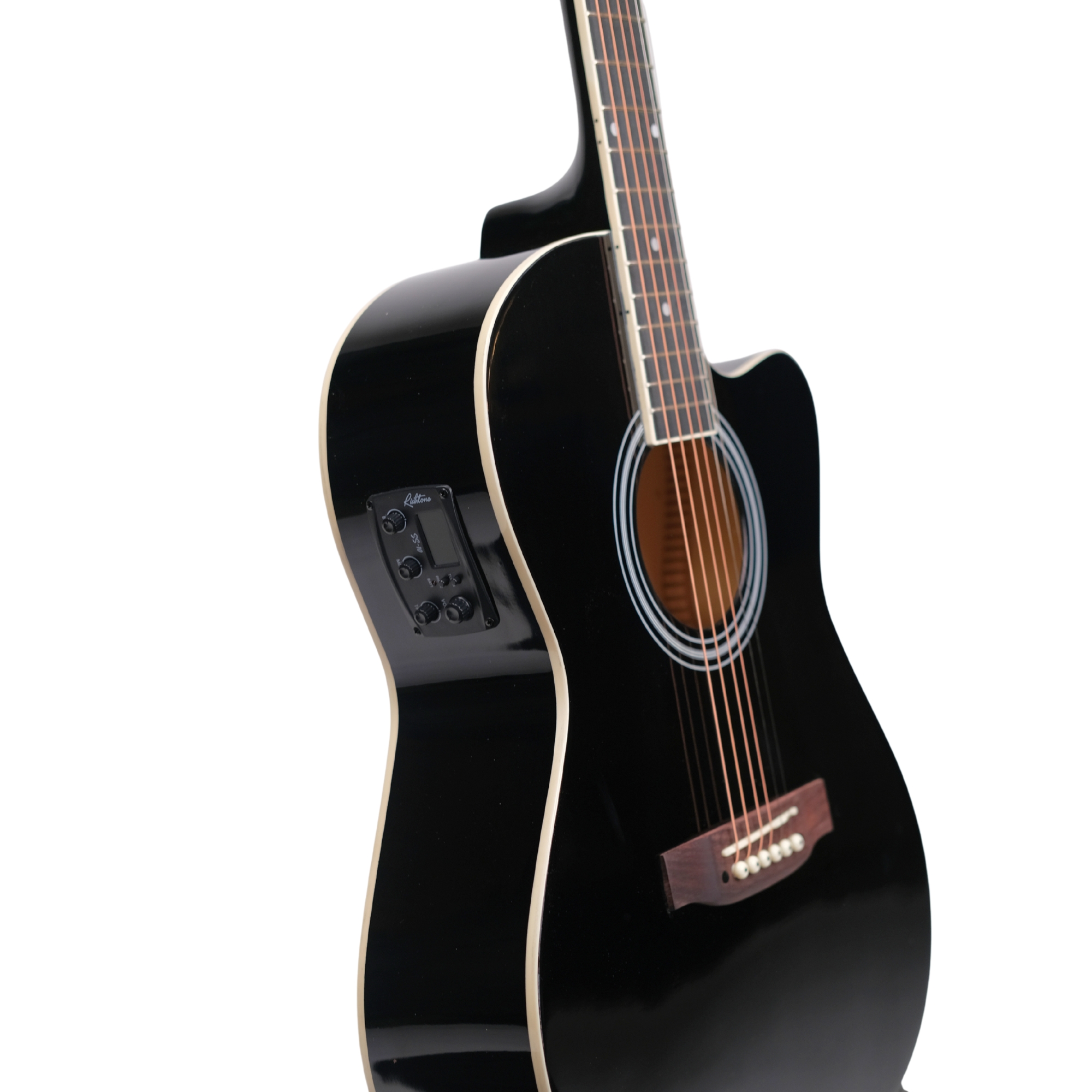 Richtone 39inch RT39CEQ 3 BAND EQ black glossy cutaway guitar