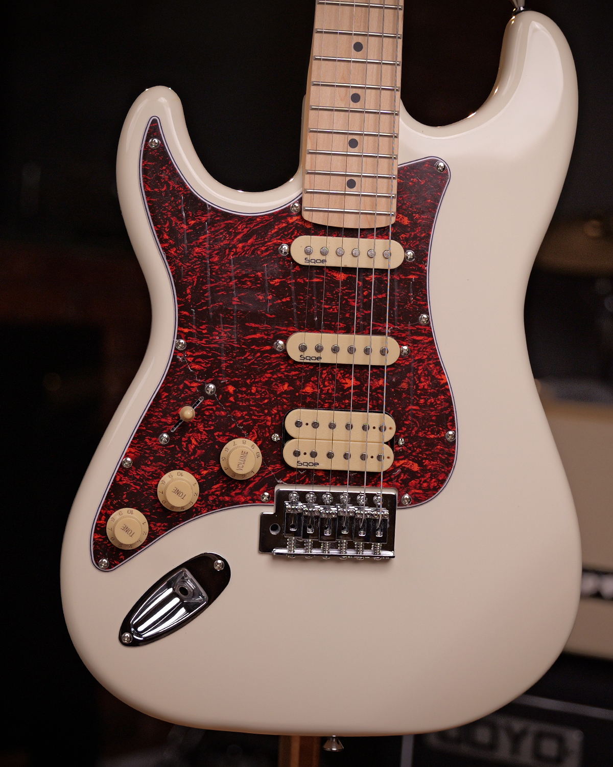 SQOE SEST250 Left handed Olympic White Electric Guitar HSS