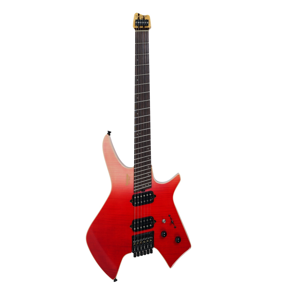 Image of SQOE SEWT998 Headless Electric Guitar - Strawberry Red