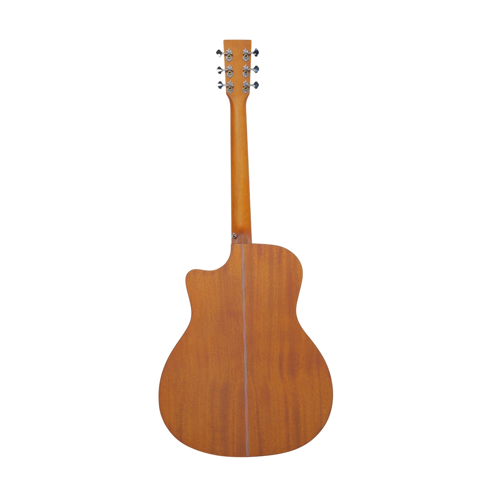 SQOE GA42 All-Solid Grand Auditorium Cutaway Acoustic Guitar Natural - back view