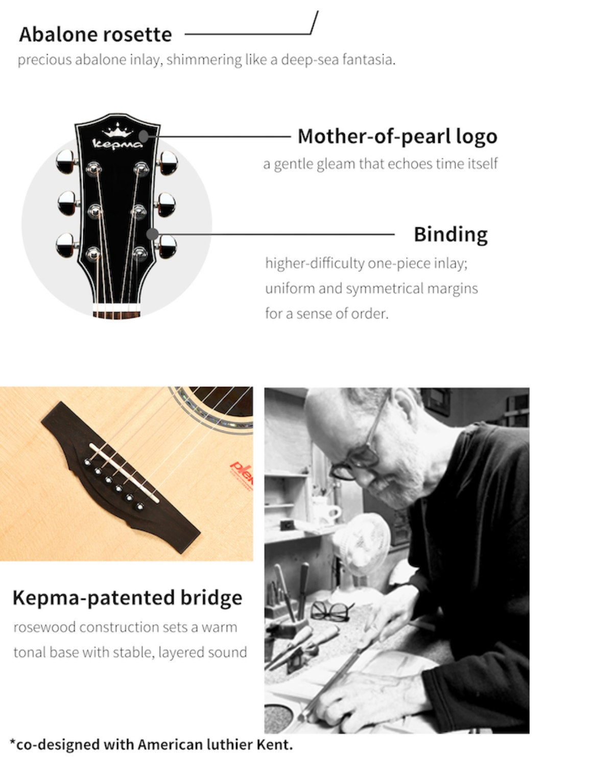 Kepma G1S GA Natural Acoustic Guitar Premium Grand Auditorium Solid Top Guitar