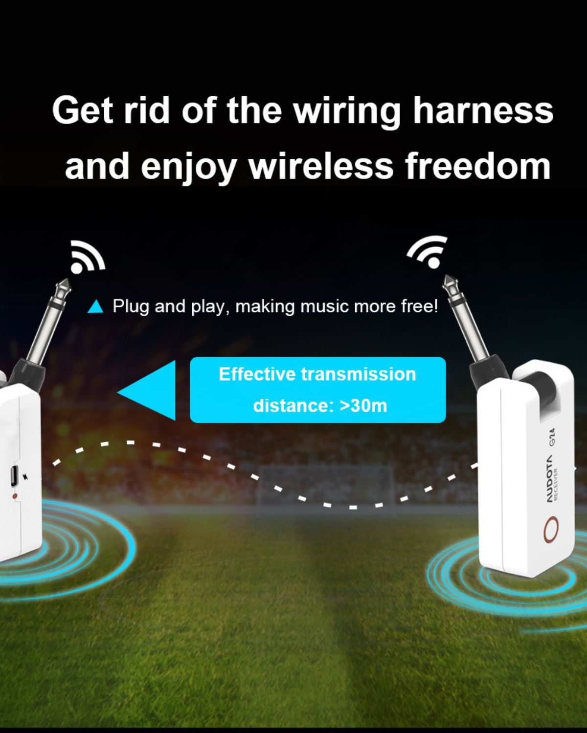 AUDOTA G24 Wireless Guitar System with Low Latency 24GHz Transmission