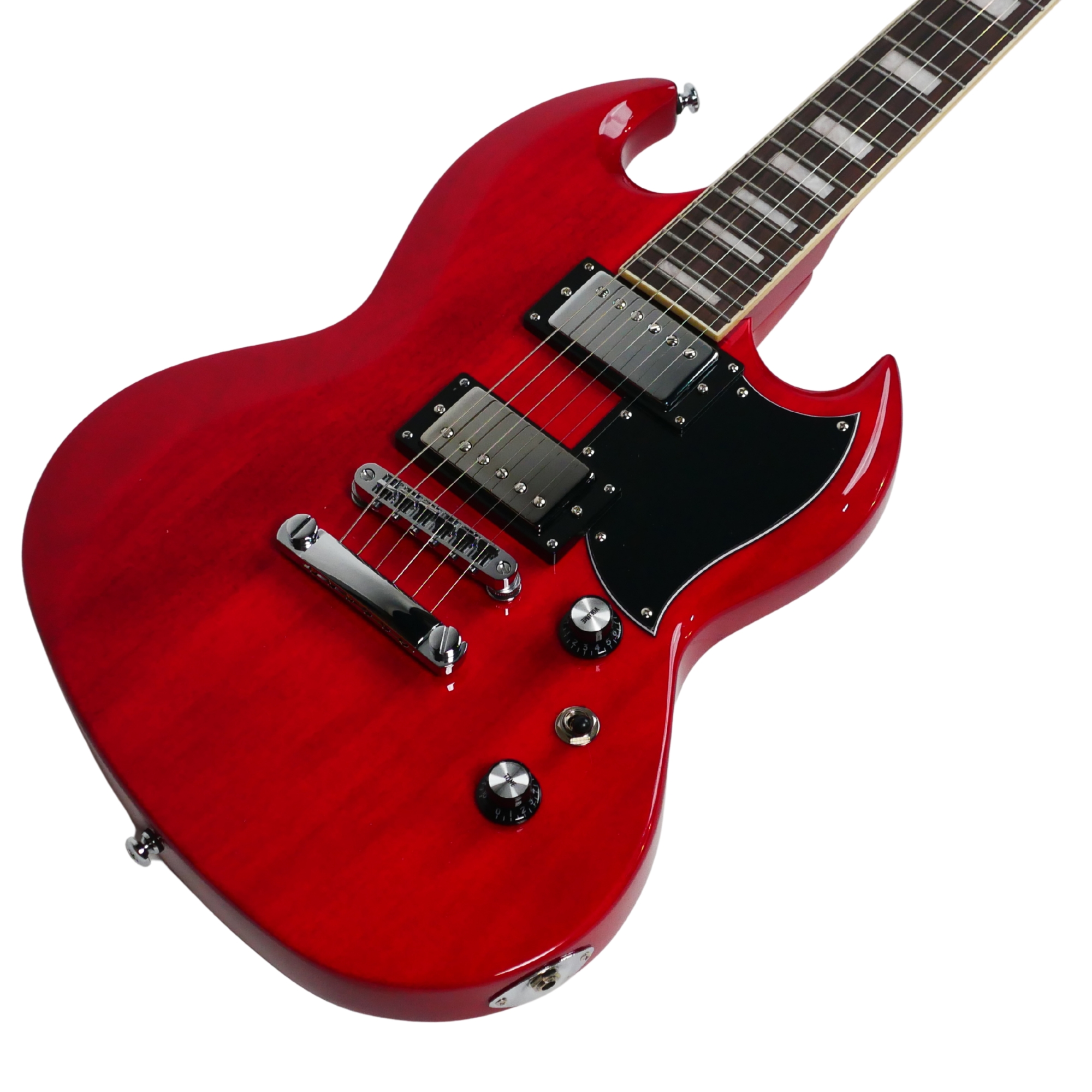 SQOE SESG450 Electric Guitar Arsenal Devils Horns Series Devil red SG Shape with Dual Humbuckers