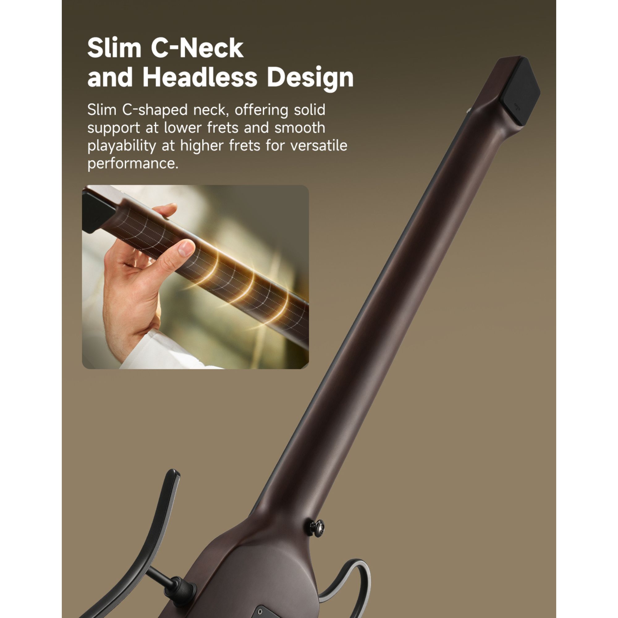 Donner HUSH C Acoustic-Electric Nylon String Classical Guitar Ultra-Lightweight Travel Guitar with Built-In Tuner HPS-II Preamp Headphone Jack  Quick-Release handle  Sunburst