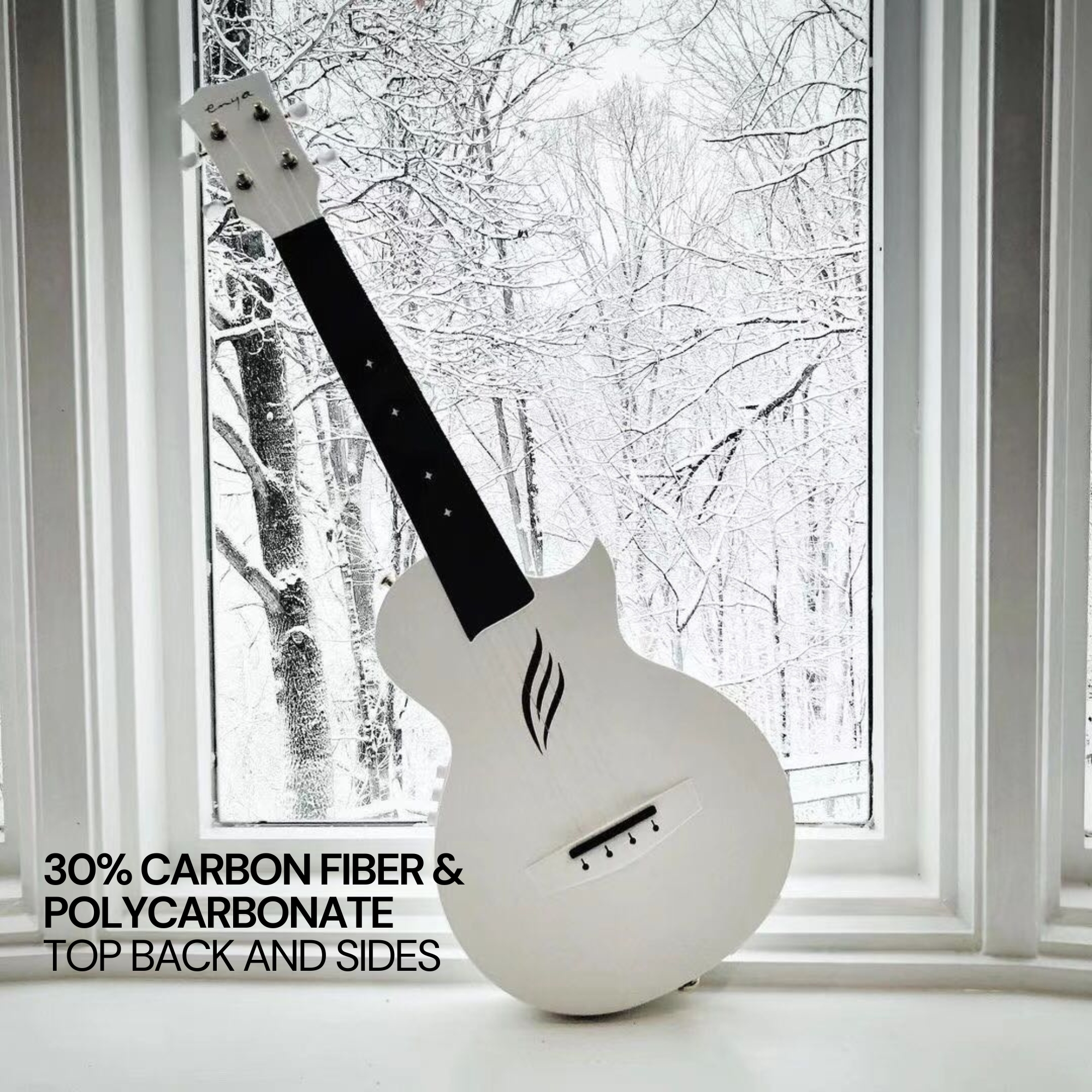 Enya Concert Nova U Carbon Fiber Travel Ukulele- White