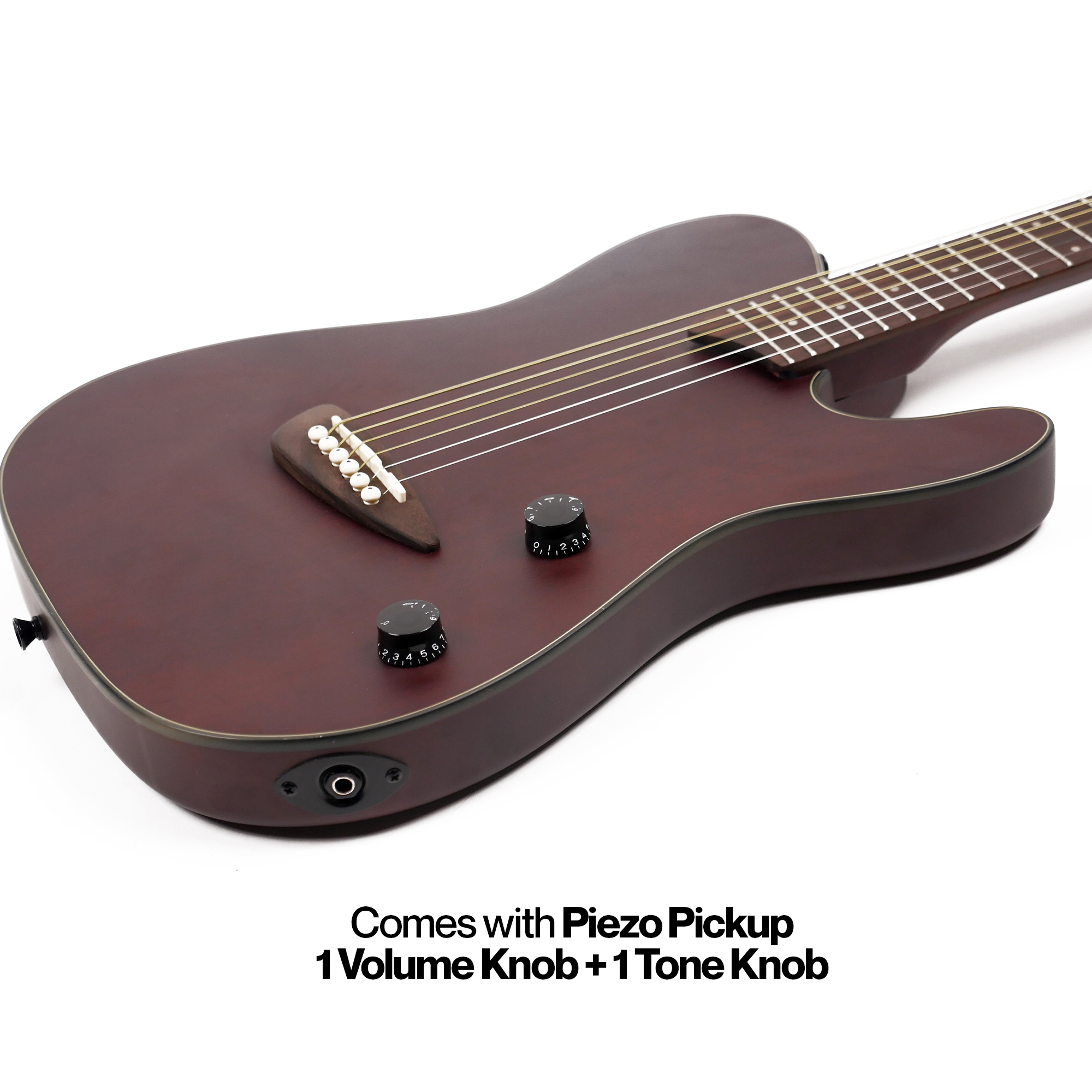 SQOE SETL800 Acoustic electric stage silent guitar - Natural Dark mahogany