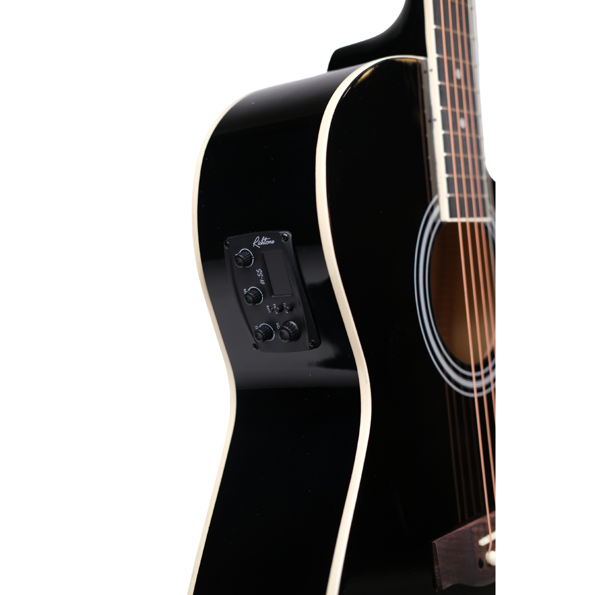 Richtone 39inch RT39CEQ 3 BAND EQ black glossy cutaway guitar