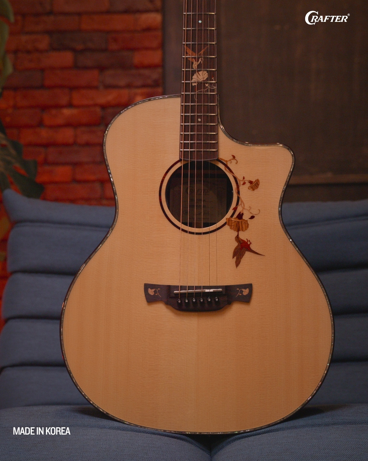 Crafter TB G1000CE Twin Birds Acoustic Electric Guitar