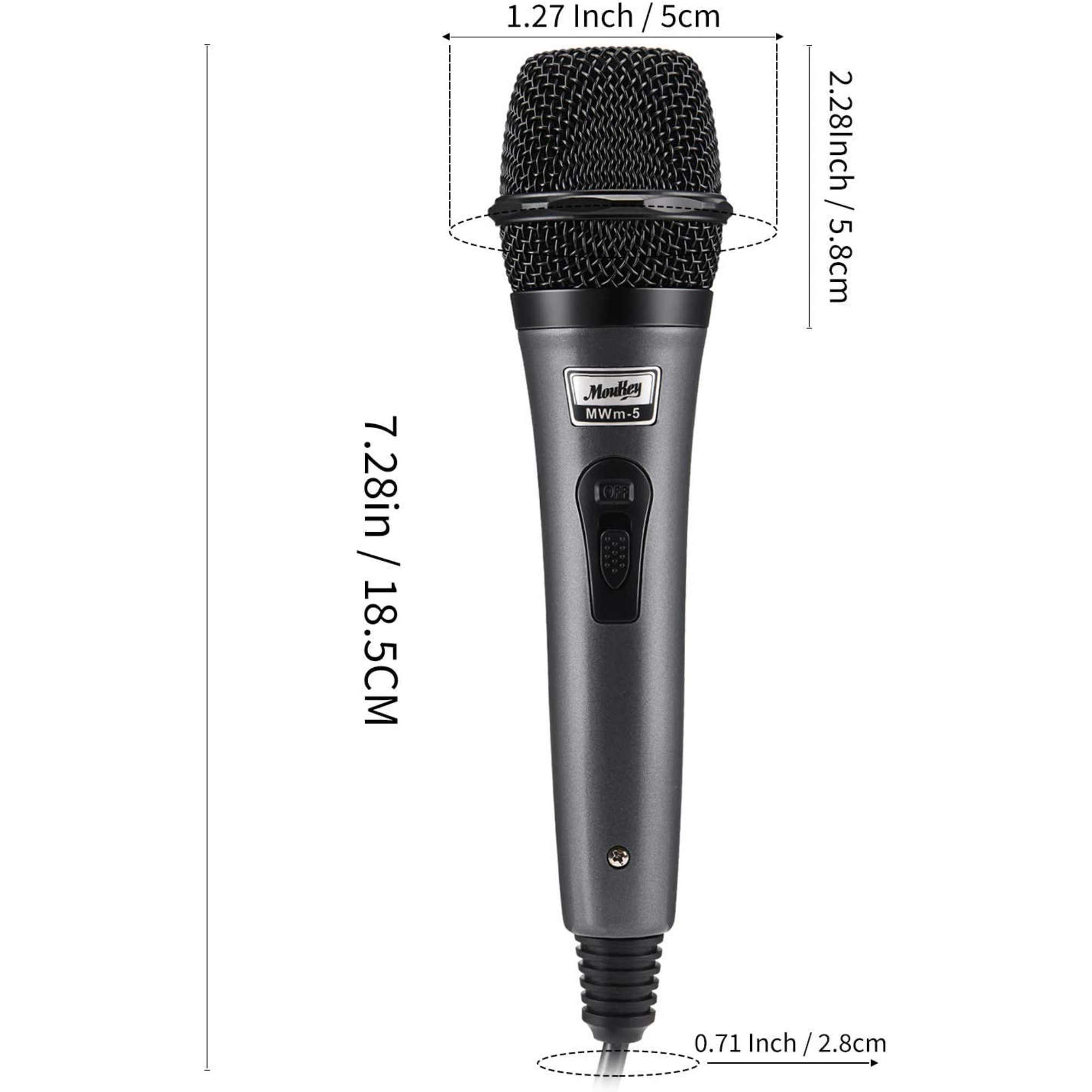 Moukey Dynamic Microphone Karaoke Microphone with 13 ft Cable Metal Handheld Cardioid Wired Mic Microphone for SingingStageChristmas Party Compatible wKaraoke MachinePA SystemAmpMixer Grey