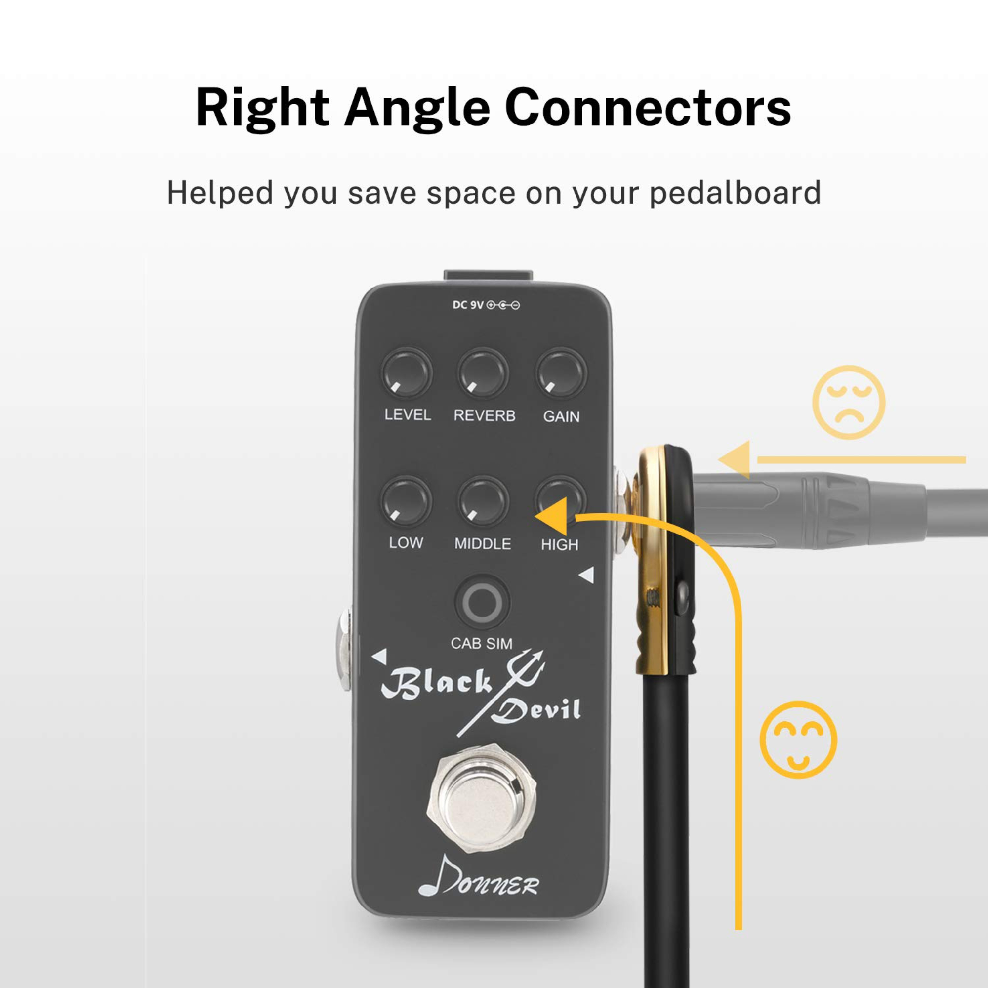 Donner Pro Guitar Patch Cables Right Angle 6 Inch 15 cm 14 Instrument Cables for Effect Pedals 6 Pack