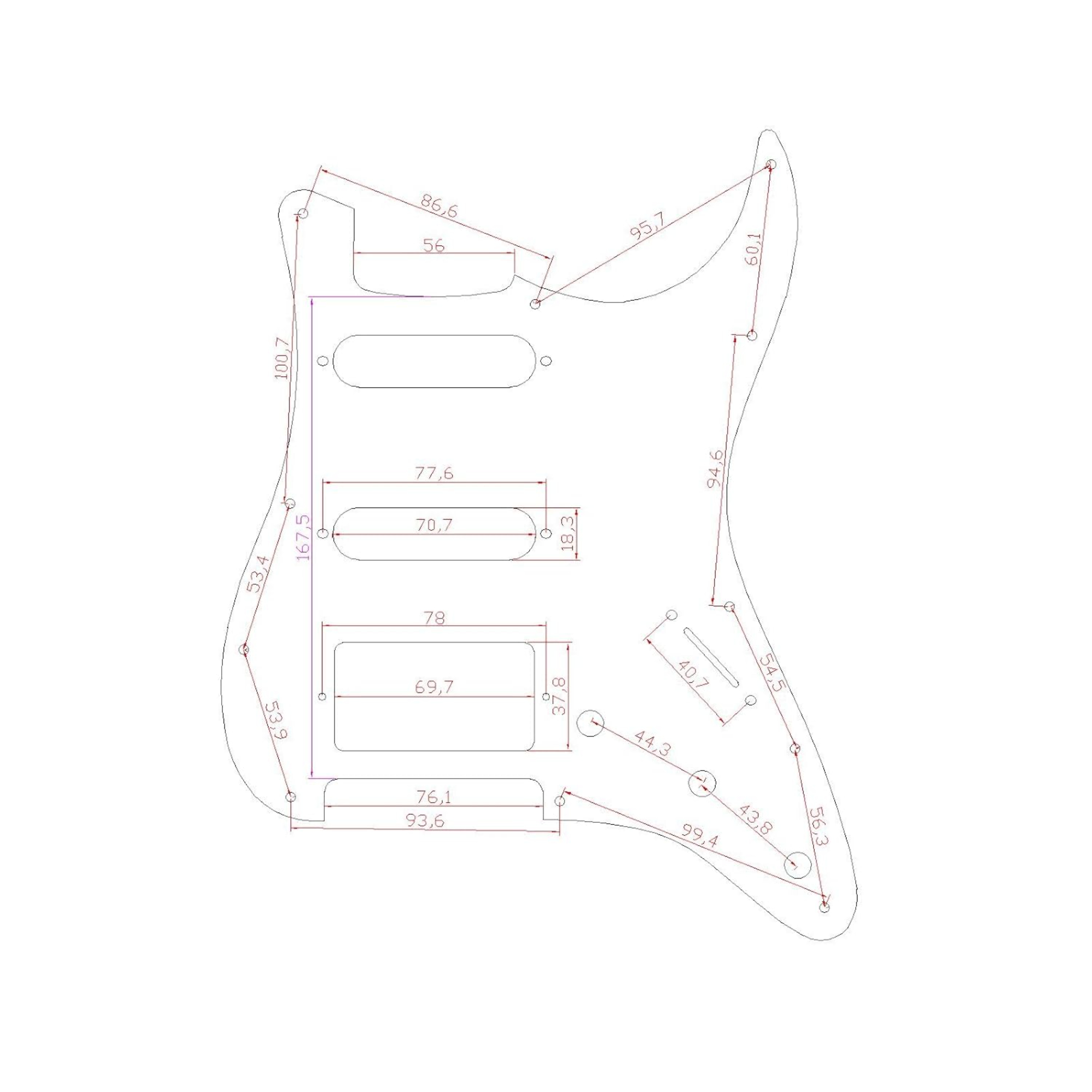 Strydom HSS 11 Hole Guitar Strat Pickguard White for Fender USAMexican Made Standard Stratocaster Modern Style 3Ply