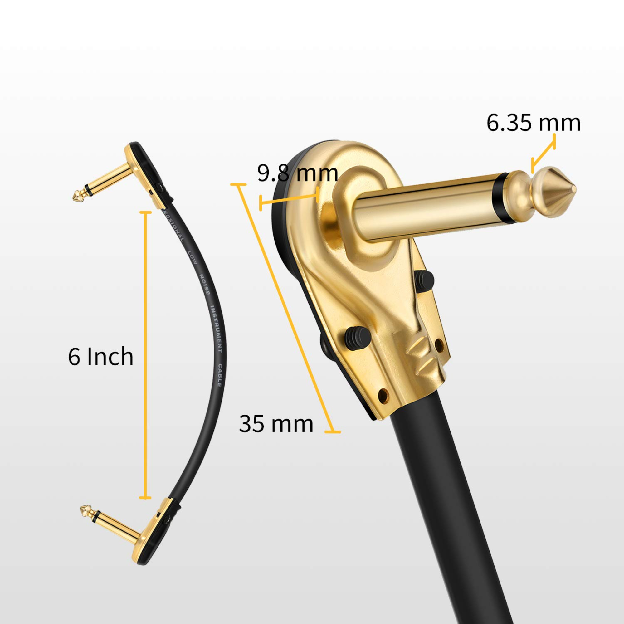 Donner Pro Guitar Patch Cables Right Angle 6 Inch 15 cm 14 Instrument Cables for Effect Pedals 6 Pack