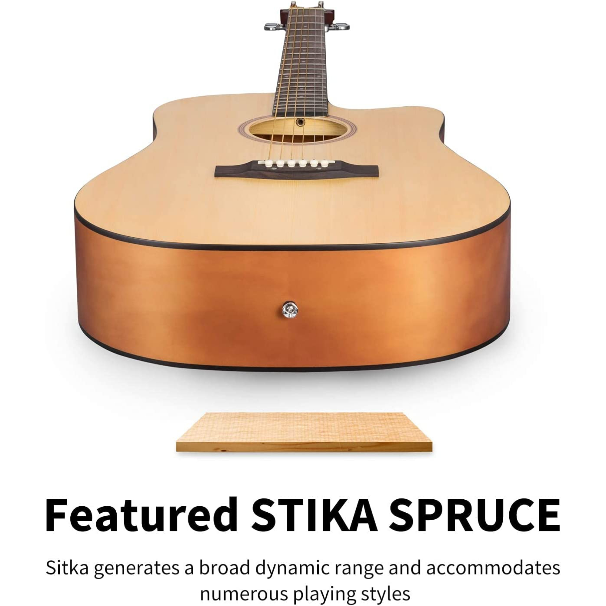 Donner DAD-140C Acoustic Guitar Beginner Adult Full Size 41 Inch Dreadnought Cutaway Acoustic Guitar Bundle Kit with Free Online Lesson Bag Tuner Capo Pickguard String Strap