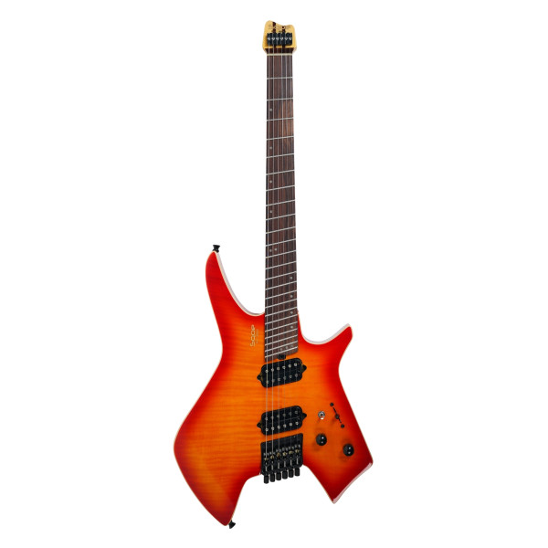 SQOE SEWT998 Headless Electric Guitar - Honey-Orange Sunset