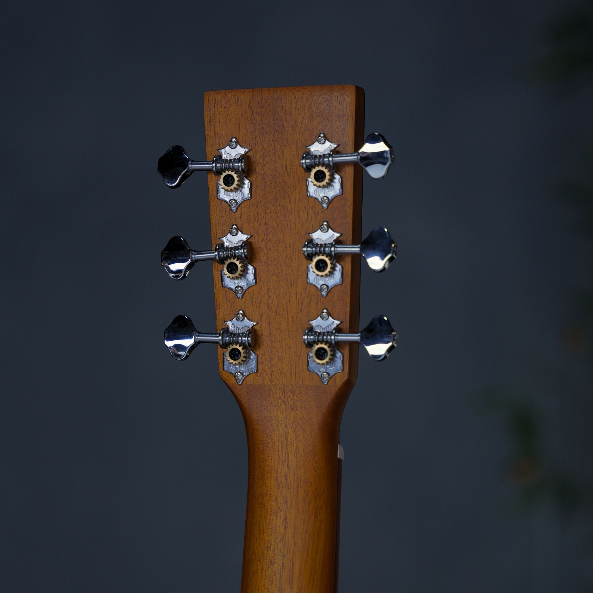 SQOE GA42 All-Solid Grand Auditorium Cutaway Acoustic Guitar Natural - headstock back with tuners