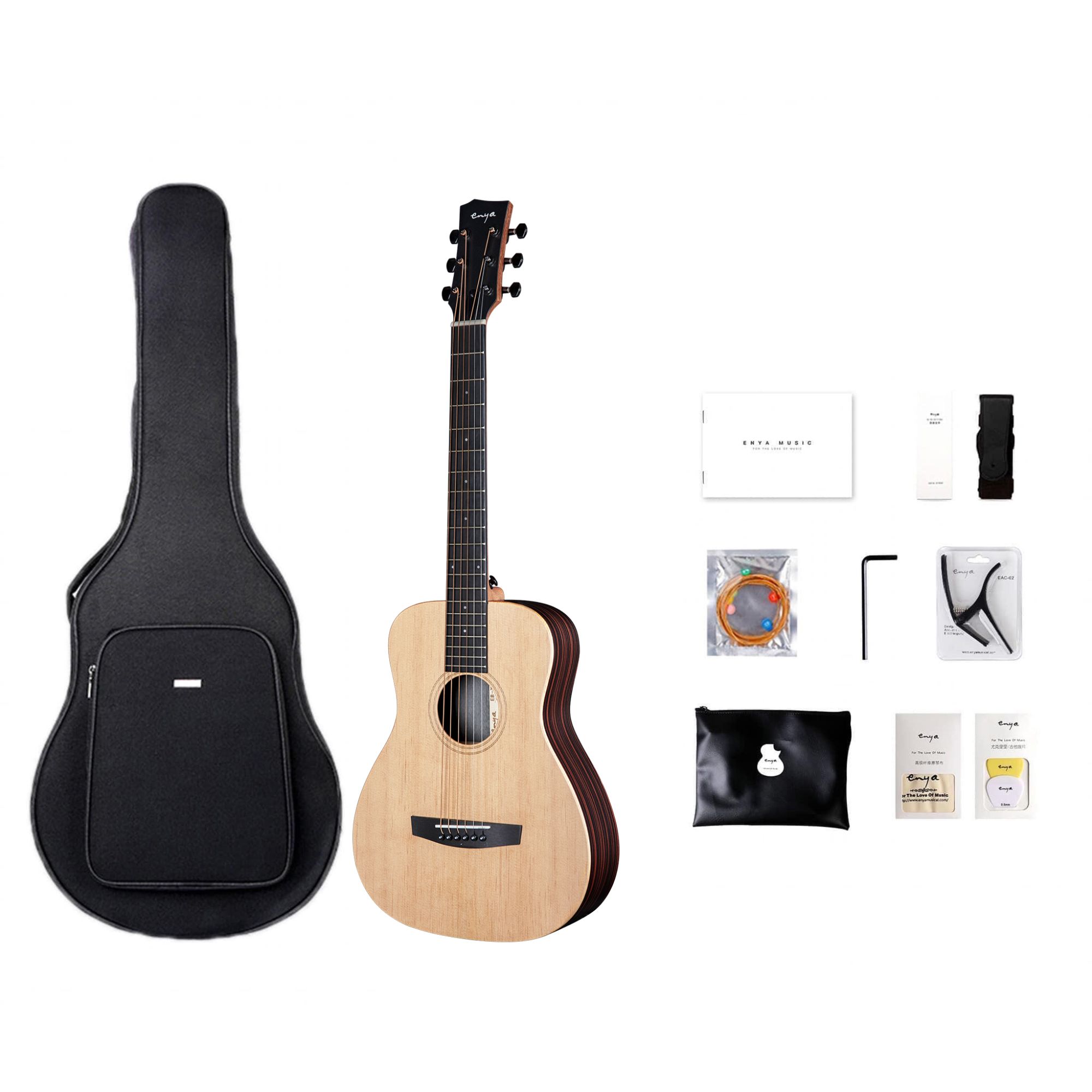 Enya EB-X1 PRO 34INCH Acoustic Guitar with padded bag- Natural Matt Finish