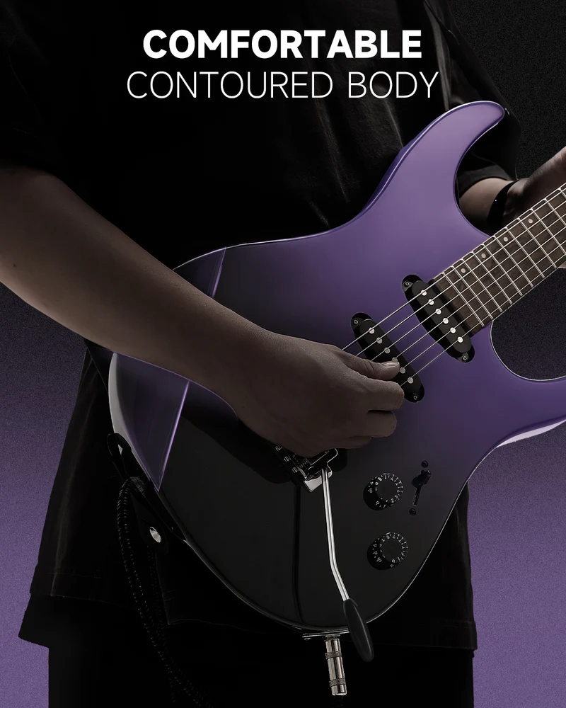 Donner DMT-66 39 Inch Full Size Electric Guitar for Beginner Starter Electric Guitar Kit with Bag midnight purple gradient