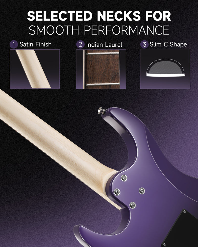 Donner DMT-66 39 Inch Full Size Electric Guitar for Beginner Starter Electric Guitar Kit with Bag midnight purple gradient