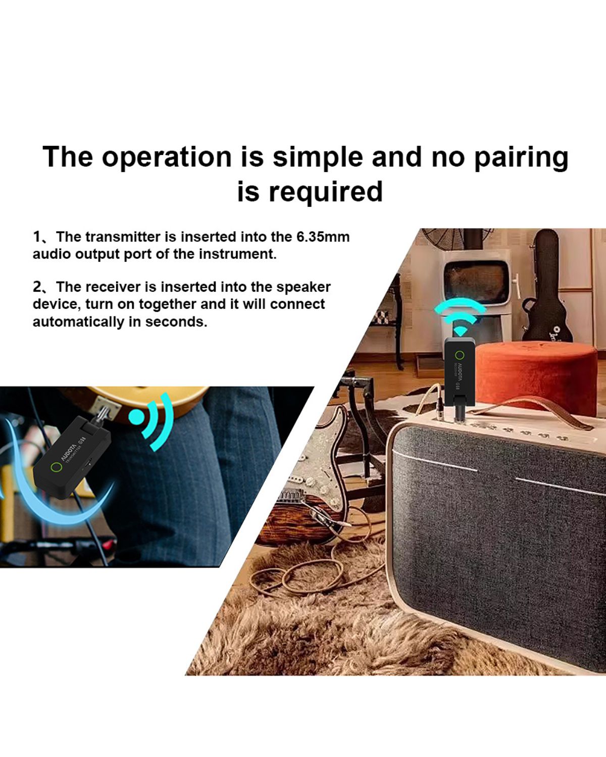 AUDOTA G58 58GHz Wireless Guitar System with Low Latency