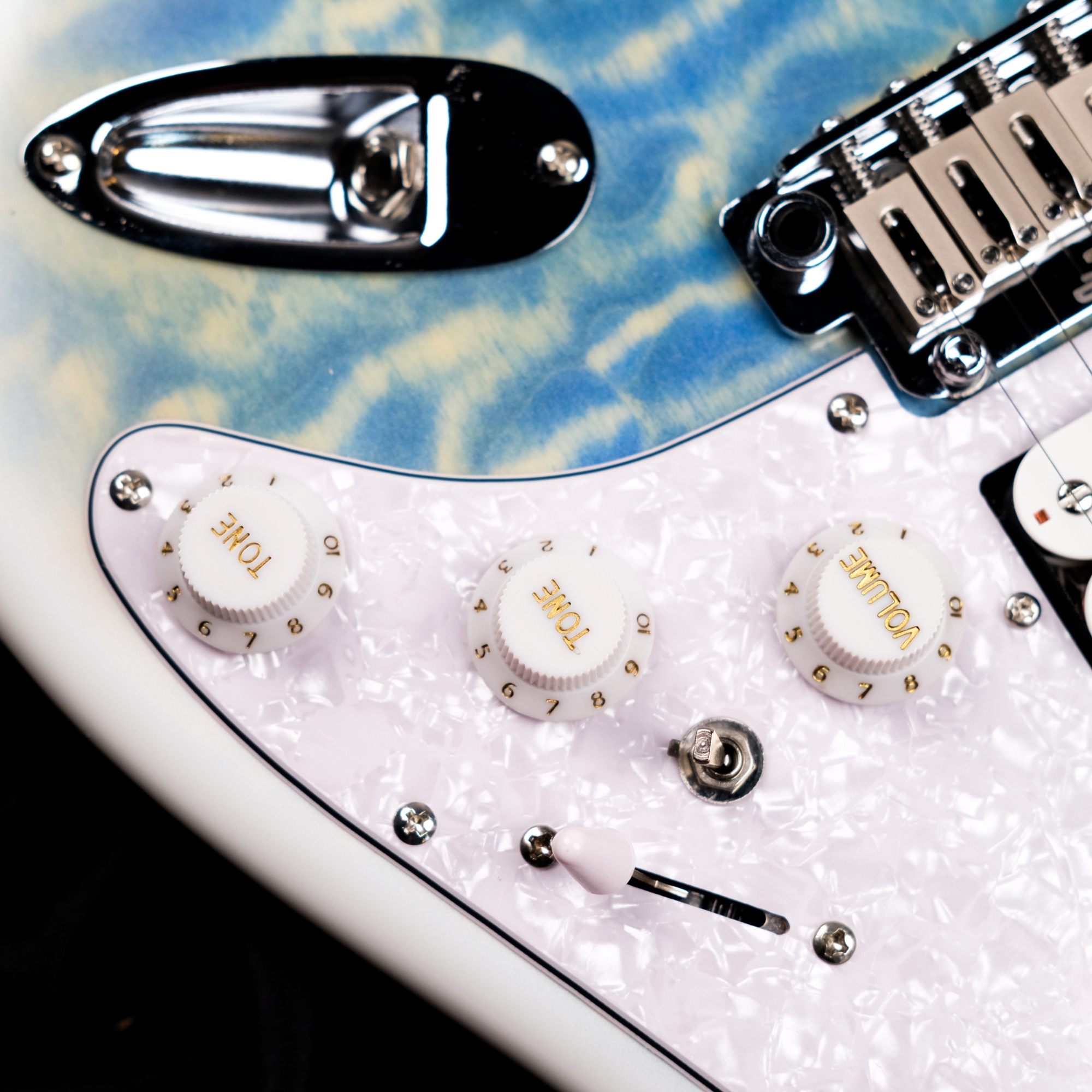 SQOE SEST699 alnico 5 HSS Quilted maple top - Frost blue quilt