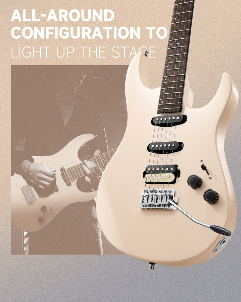 Donner DMT-66 39 Inch Full Size Electric Guitar for Beginner Starter Electric Guitar Kit with Bag Pink