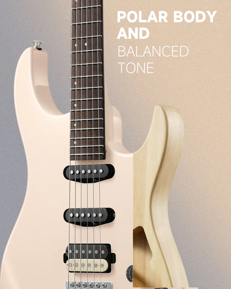 Donner DMT-66 39 Inch Full Size Electric Guitar for Beginner Starter Electric Guitar Kit with Bag Pink