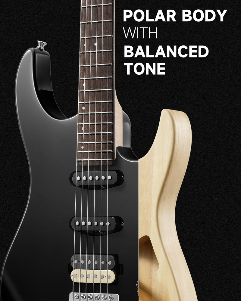 Donner DMT-66 39 Inch Full Size Electric Guitar for Beginner Starter Electric Guitar Kit with Bag Black