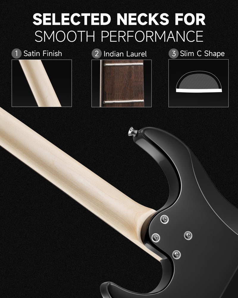 Donner DMT-66 39 Inch Full Size Electric Guitar for Beginner Starter Electric Guitar Kit with Bag Black