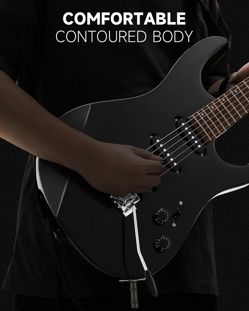 Donner DMT-66 39 Inch Full Size Electric Guitar for Beginner Starter Electric Guitar Kit with Bag Black