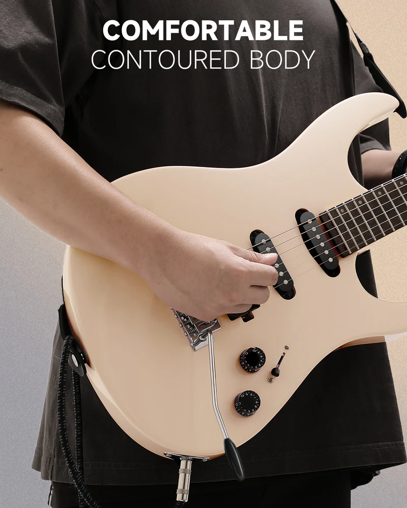 Donner DMT-66 39 Inch Full Size Electric Guitar for Beginner Starter Electric Guitar Kit with Bag Pink