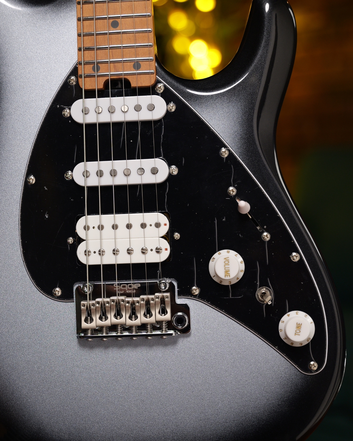 SQOE SEMS200 MBKS Metallic Silver blackburst HSS Alnico 5 Electric Guitar