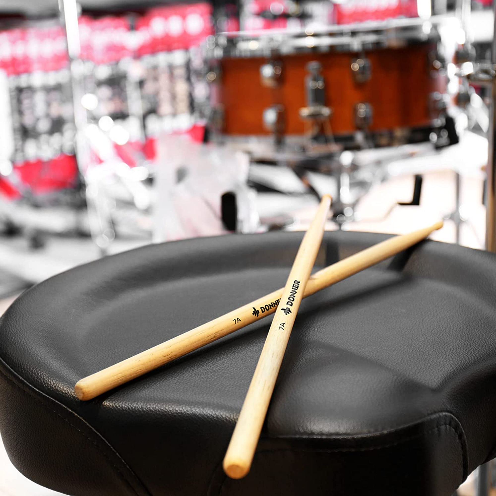 Donner Heavy Duty Drum Throne Motorcycle Style Drum Seat Widened Drum Chair with Upgraded Materials Height Adjustable Padded Stool Double Braced