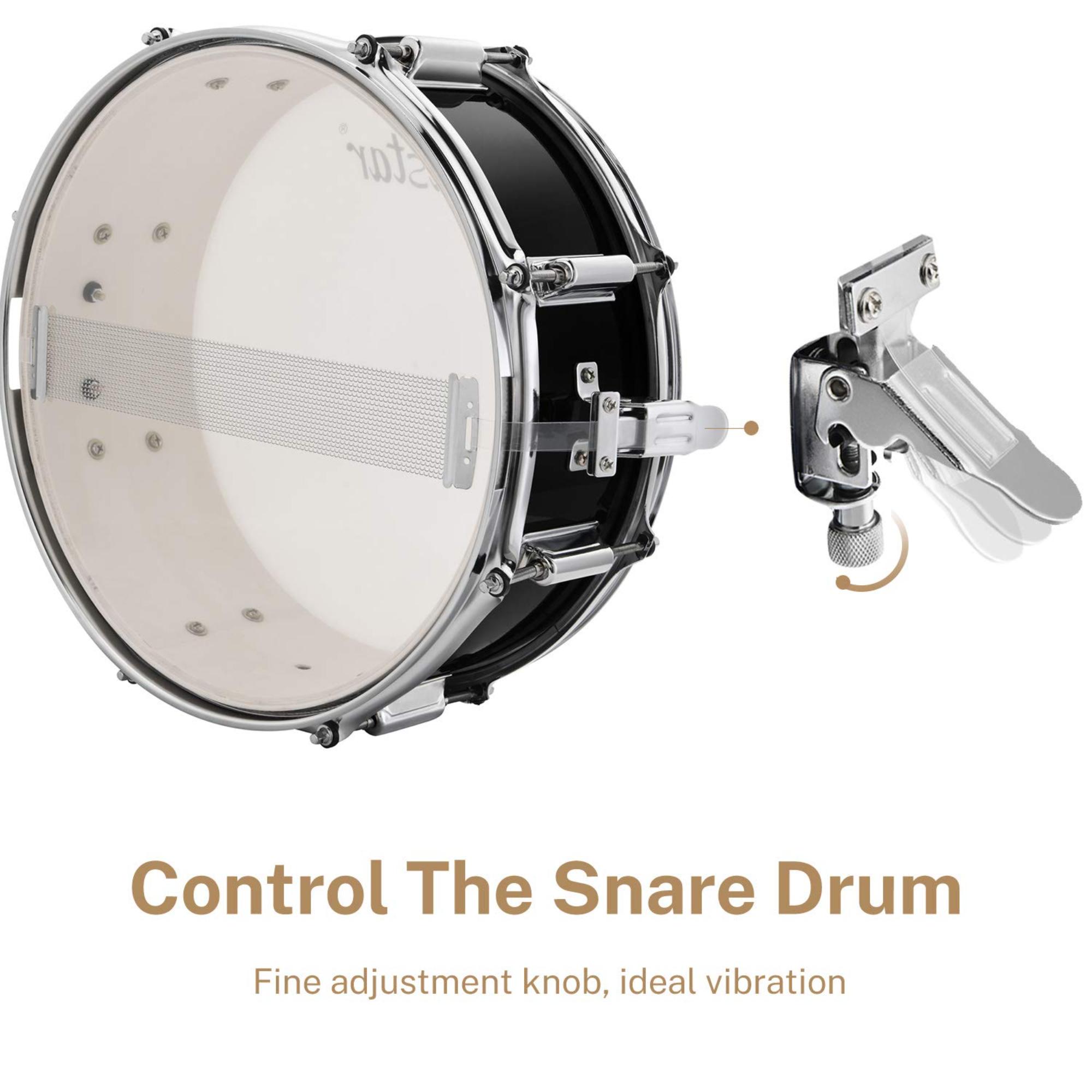 Donner Drum Set Eastar 22 inch for Adults 5 Piece Full Size Drum Kit Junior Beginner with Pedal Cymbals Stands Stool and Sticks Mirror Black