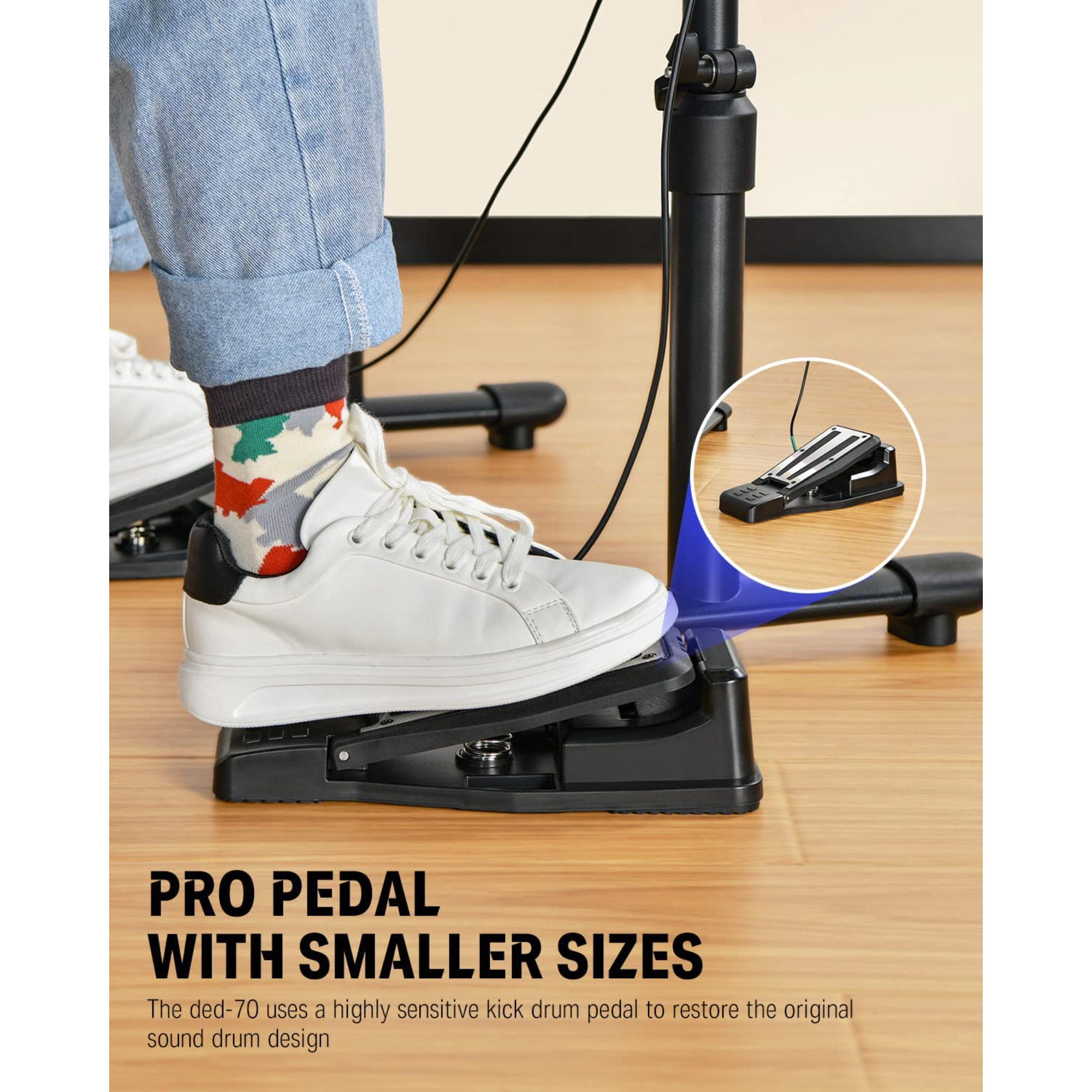 Donner DED-70 Electric Drum Set Quiet Electronic Drum Kit for Beginner with Mesh Pad Portable Drum Set Support Portable Charger Supply Drum Throne Sticks Headphone