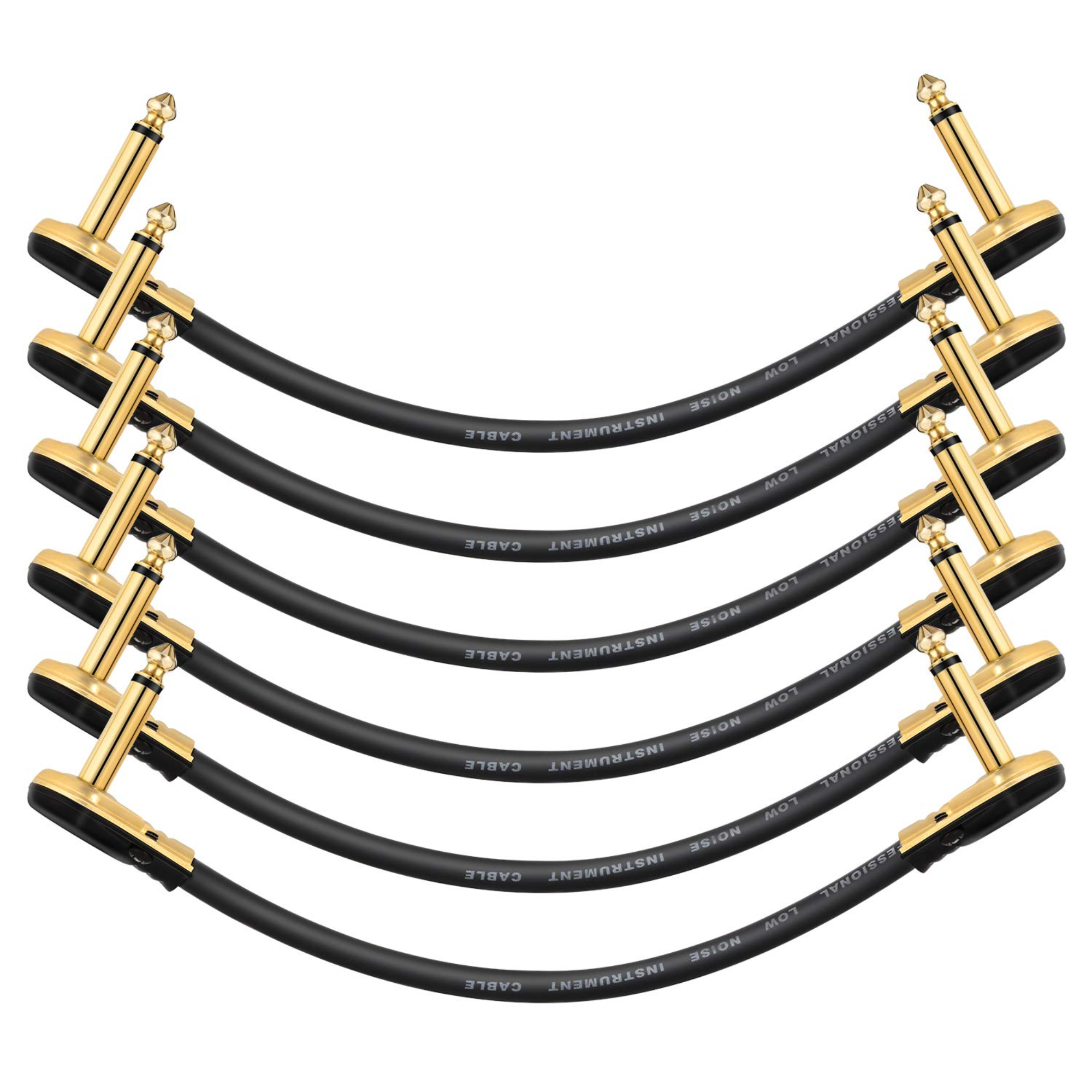 Donner Pro Guitar Patch Cables Right Angle 6 Inch 15 cm 14 Instrument Cables for Effect Pedals 6 Pack