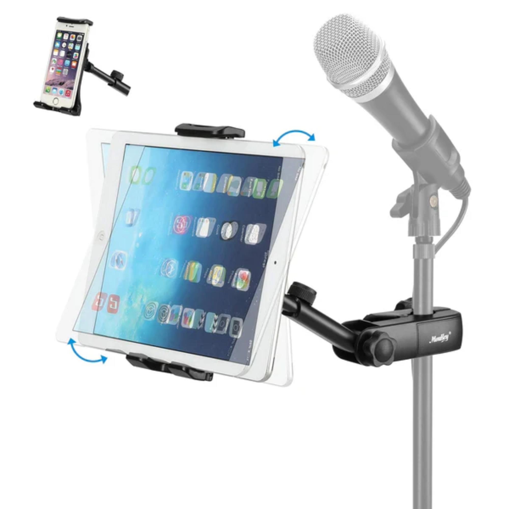 Moukey Mmsph-1 Mic Stand Tablet Holder iPad Mount Phone Holder for Microphone Music Stand Car Headrest iPad Mount suitable for Smartphones Apple Samsung Galaxy Surface ProBook iPhone XRXSMAXX8
