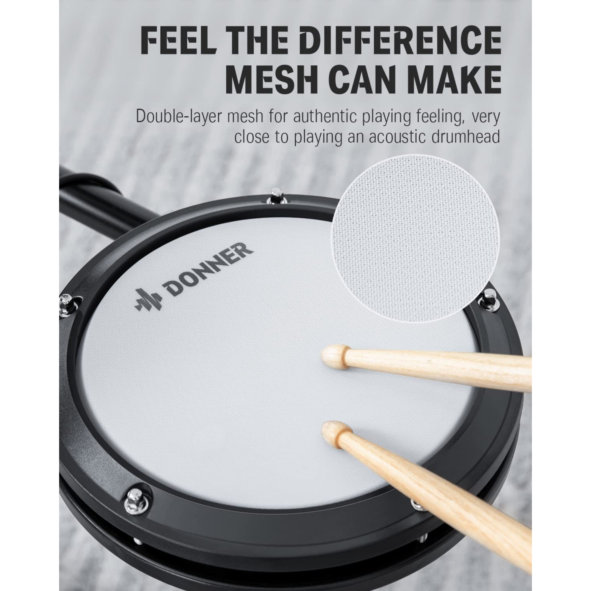 Donner DED-95 Electric Drum Set Electronic Drum Kit for Beginner with Kick Drum180 Sounds Quiet Mesh Drum Set with Drum ThroneSticks Headphone and 40 Melodics Lessons New Upgraded