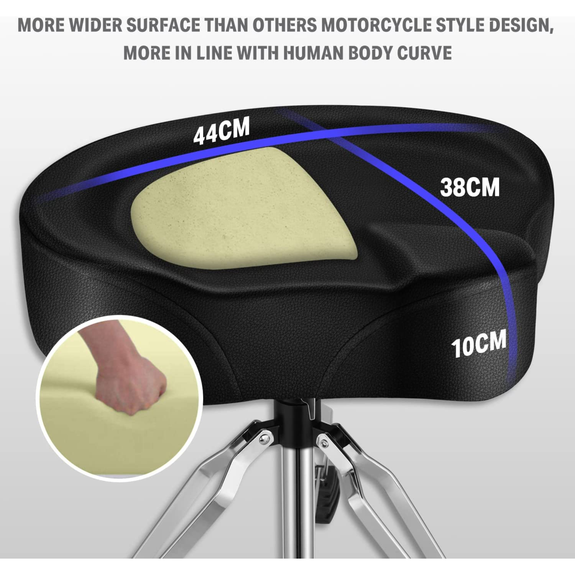 Donner Heavy Duty Drum Throne Motorcycle Style Drum Seat Widened Drum Chair with Upgraded Materials Height Adjustable Padded Stool Double Braced