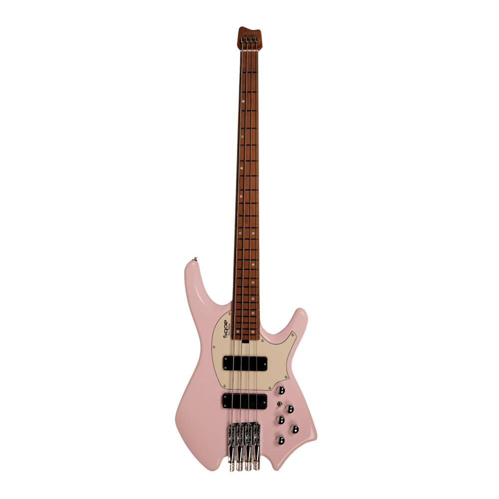 Image of SQOE SBWT700 Shell pink 4-String Headless Electric Bass | Roasted Maple | India