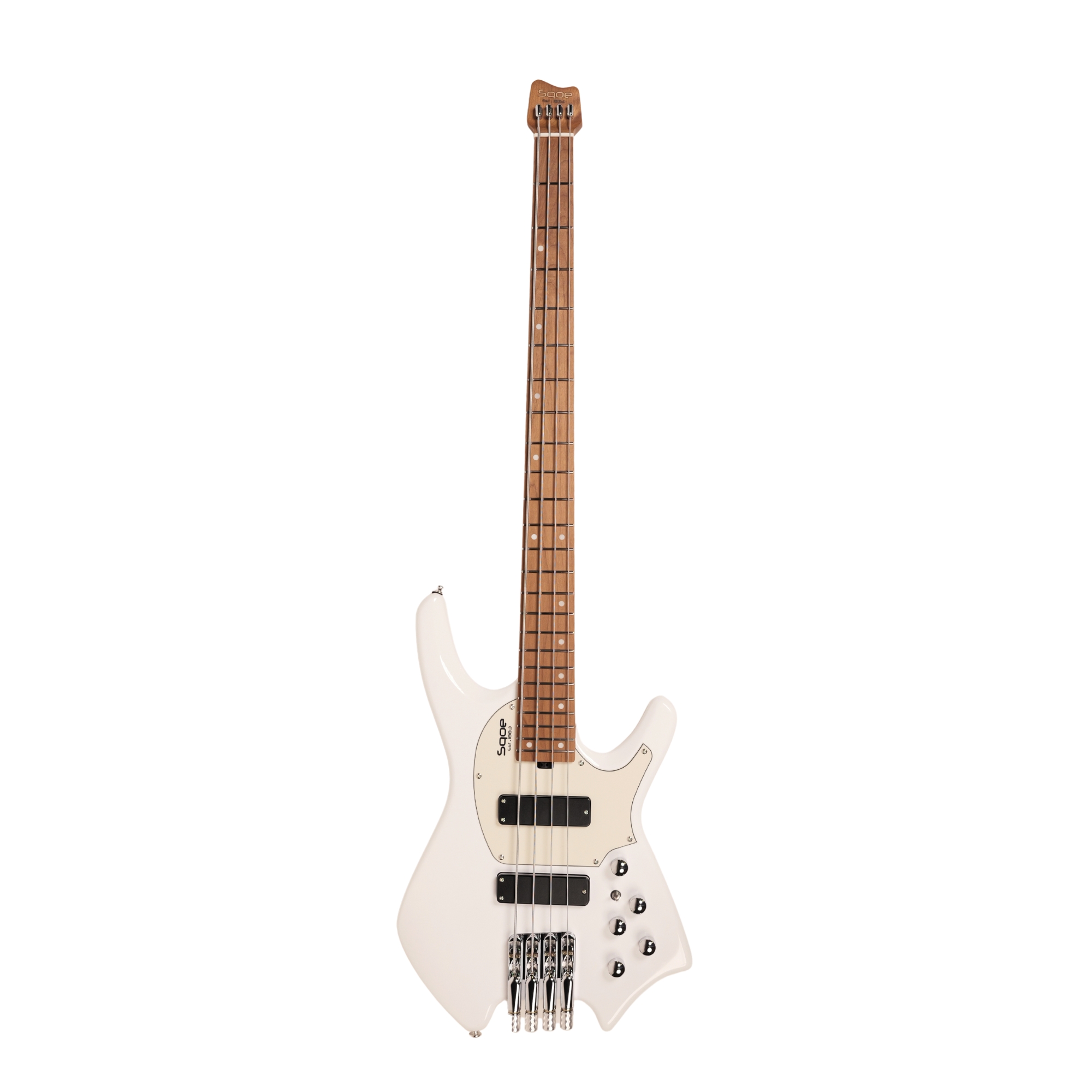 SQOE SBWT700 Pearl White 4-String Headless Electric Bass Roasted Maple India