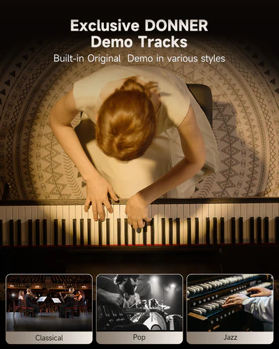 Donner Oura S100 Home Digital Piano with 88 Key Graded Hammer Weighted Keyboard for Beginner Boasts Bluetooth 3 Original MIDI Demos Local Off Function 2 10 W USB-MIDI Piano Three Pedal Black