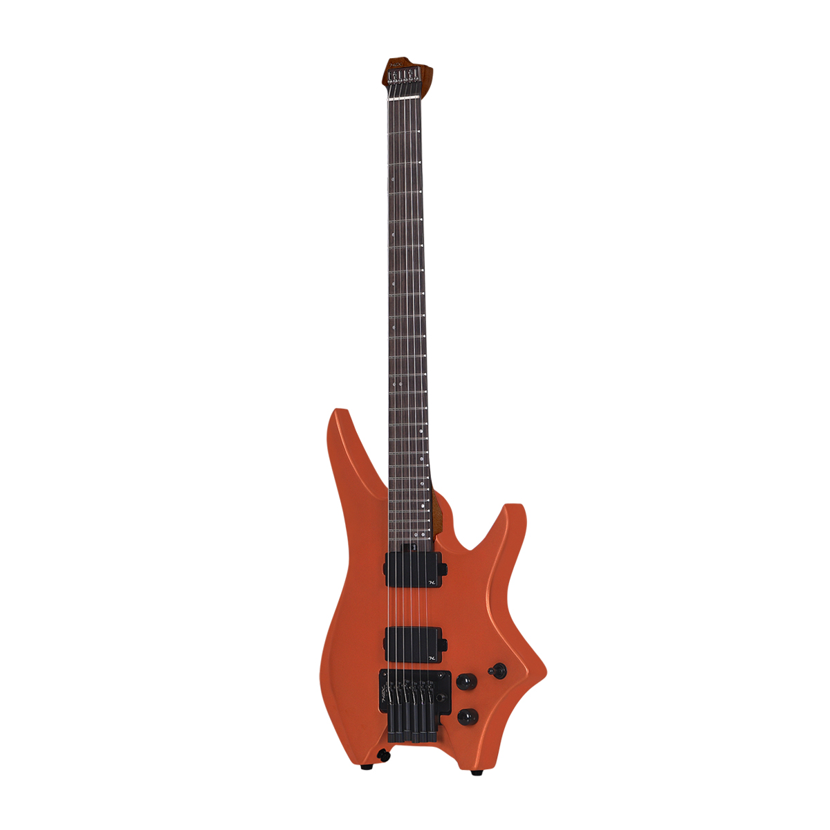 HEX N500S Headless Guitar Metallic coral orange Active Pickups Stainless Frets