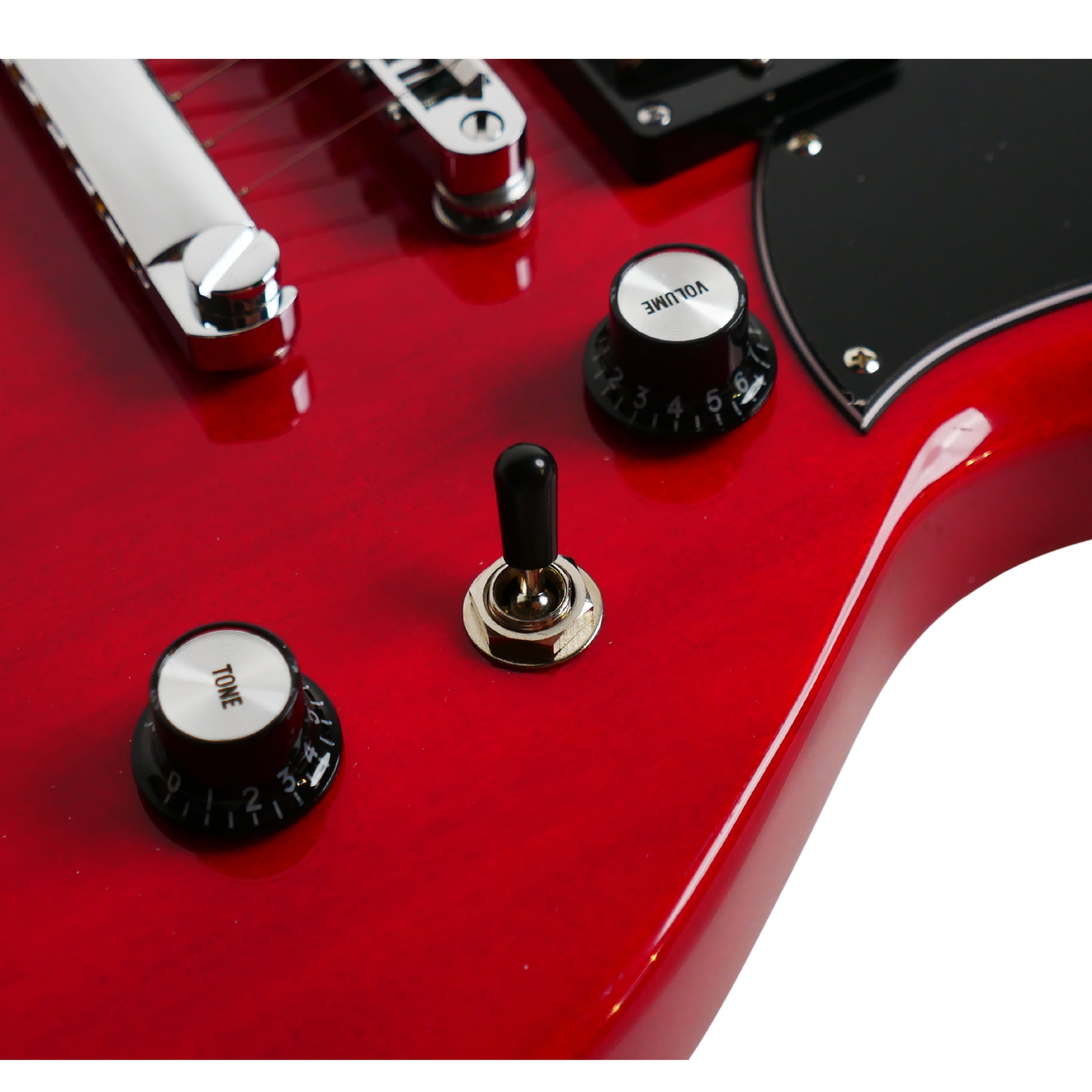 SQOE SESG450 Electric Guitar Arsenal Devils Horns Series Devil red SG Shape with Dual Humbuckers