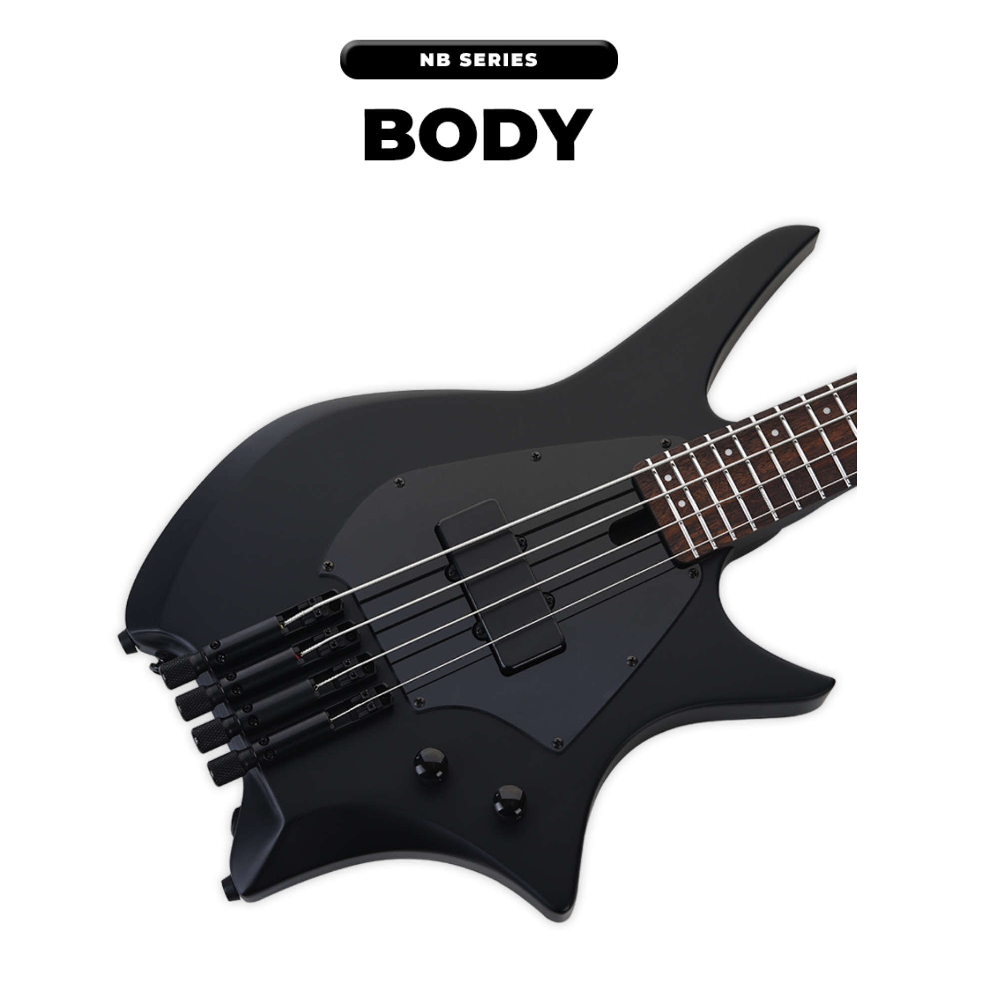Hex NB300S BK BLACK Headless bass 4 string SS frets