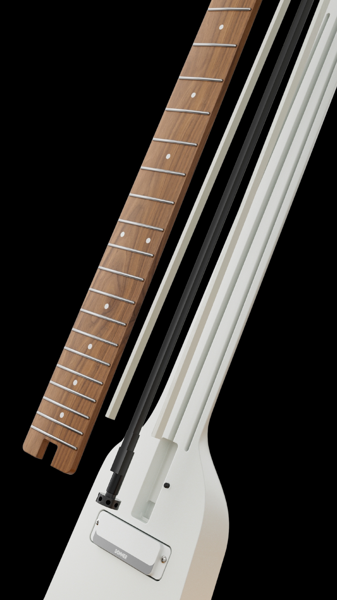Donner HUSH X PRO White Electric Guitar Kit - Smart Travel Guitar with Dozens of Preset Combinations 7 Tone Sim Options