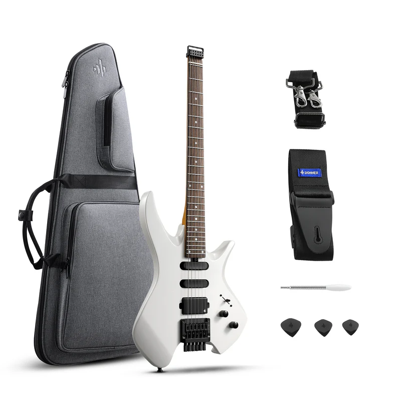 Donner HLX 500 Headless Electric Guitar White
