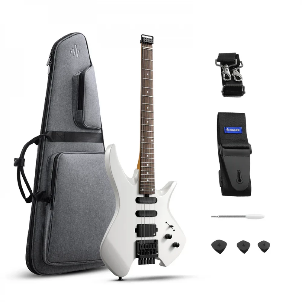 Certified Refurbished Donner DTL-100 Electric Guitar – Solid Body Poplar, Glossy White, With Gig Bag